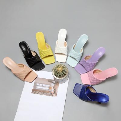 China 2021 fashion trend candy colors women's rope heel sandals sandals with heels for women and ladies for sale