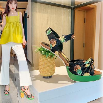 China Super high-heeled large size sandals pineapple-shaped personality deodorization heel high-heeled shoes wear women's shoes for sale