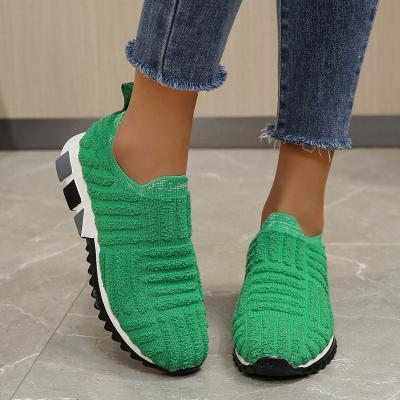 China Cushioning 2022 New Ebay Amazon Large Size Women's Sneakers Mesh Solid Color Sock Shoes Ladies Towel Light Shoes 43 for sale