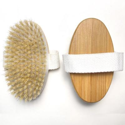 China EXFOLIATE Customized Boar Body Logo Bristle Spa Bath Brush Natural Oval Bath Brush Natural Bamboo Bath Brush for sale