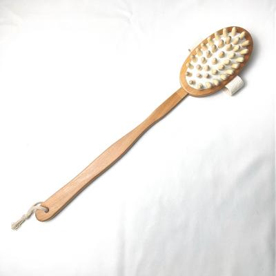 China EXFOLIATING Detachable Long Handle Wooden Body Bath Sweep Dry Sap Massager Full Body Massage Skin Shower Brush for sale