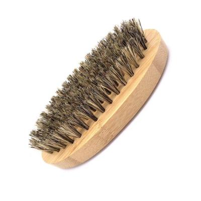 China Men's Beard Tool Face Beard Brush Bamboo Beard Hair Mustache Shaving Brush Oval Boar Bristle Handheld for sale