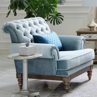 China Sitting 2022 One Seat Modern Luxury Casual Sofas Fashion Living Room Sofa Set Furniture Fabric Solid Blue Wooden Sofas for sale