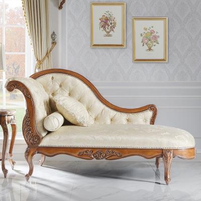 China European French Royal Extended Sofa Lounge Chair Luxury Classic Chaise Lounge Sofa Solid Wood Fabric White Lounge Chair for sale