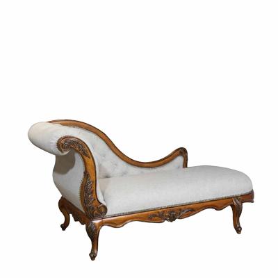 China European French Royal Extended Sofa Lounge Chair Luxury Classic Chaise Lounge Sofa Solid Wood Fabric White Lounge Chair for sale