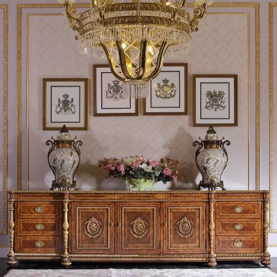 China European British Royal Gold TV Bench Furniture Living Room Cabinet Luxury Solid Wood Solid Wood TV Stand TV Console for sale