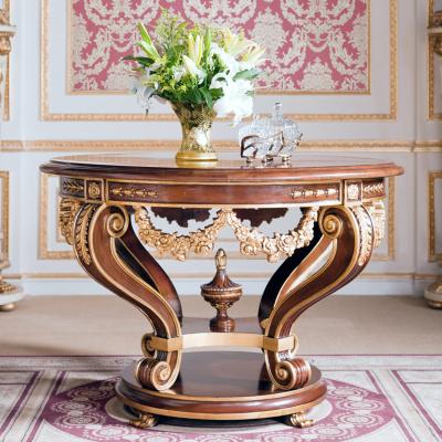 China Hand-carved for European British Passage Living Room Furniture Around Solid Wood Gold Sofa Side Table Console Table Luxury Console Cabinet for sale