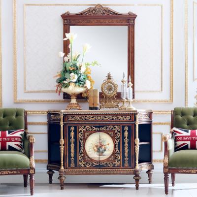 China Hand-carved for Gold Solid Wood Sofa Side Table Console Console Cabinet Table European Royal British Passage Living Room Furniture for sale