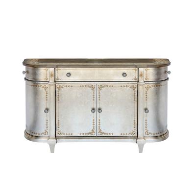 China 2022 American Modern Fashion American Luxury Furniture Living Room Console Cabinet Solid Wood Gold Sofa Side Table Silver for sale