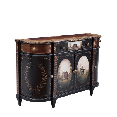 China 2022 Modern American Luxury Furniture American Modern Fashion Living Room Console Cabinet Black Solid Wood Gold Sofa Side Table for sale