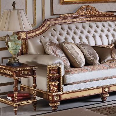 China European British Royal Luxury Hand-carved Living Room Side Table Lighting Solid Wood Table Sofa Side Rectangular Gold Side Table for sale