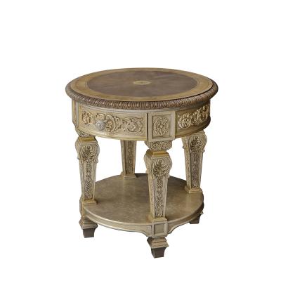 China 2022 American Modern Luxury Hand-carved Fashion Living Room Side Table Drawer Lamp Fashion Solid Wood Side Round Sofa Side Table for sale