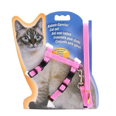 China Cat Collar Nylon Wire Harness Lead Leash Soft Pet Harness Vest Walking Leash for sale