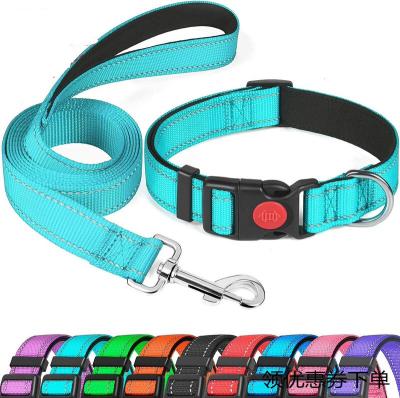 China Small and Medium Durable Pet Nylon Collar Products Solid Color Dive Cloth Striping Reflective Dog Collar Neck Sleeve for sale