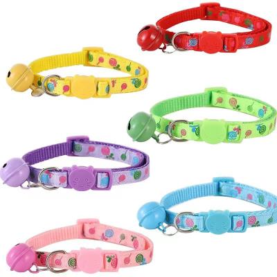 China New Arrival Top Quality Viable Buckle Printed Small Size Cat Collar With A Small Bell for sale