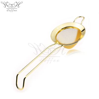 China Viable Good Mesh Cocktail Bar Strainer Golden Mini 304 Stainless Steel Tapered Premium for sale