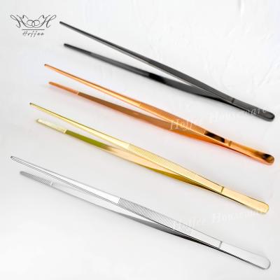 China 40cm Long Stainless Steel Tweezers Kitchen Food Tongs Tweezers Bar Tools Viable Ice Cube Tong Tweezer for sale