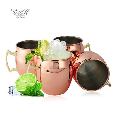 China Sustainable 550ml Copper Cocktail Mugs Stainless Steel Bar Tools Beer Drinking Cups Moscow Mule Mug for sale