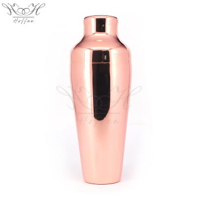 China Sustainable 18OZ Mezclar Copper Plated Art Deco Stainless Steel 2 Piece Cocktail Shakers for sale