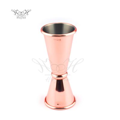 China Sustainable 1oz / 2oz Stainless Steel Double Copper Clad Japanese Cocktail Jigger for sale