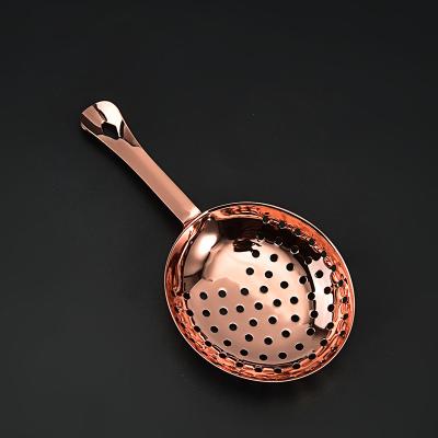 China 304 Stainless Steel Julep Drink and Viable Cocktail Strainer Rose Gold Bar Accessories Bartender Bar Strainer Ice Strainer for sale