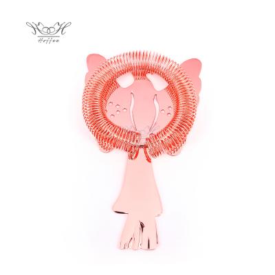 China Viable Factory Direct Stainless Steel Ice Strainer Strainer Bar Accessories Rose Gold Plated Cocktail Strainer Hawthorn Strainer for sale