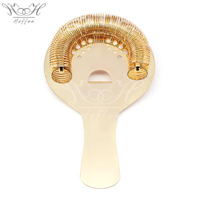 China Factory Direct Sustainable Stainless Steel #18/8 Weighted Gold Plated Bar Accessories Cocktail Strainers for sale