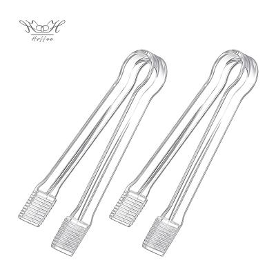 China Viable Transparent Plastic Ice Cube Tongs Tong Kitchen Food Cooking Ice Food Grade PC Resin Cocktail Acrylic Plastic Ice Tongs for sale