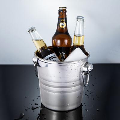 China Wholesale 3L 5L 7L Custom 304 Stainless Steel Ice Bucket Viable Bar KTV Drinks Cooler Ice Buckets for sale