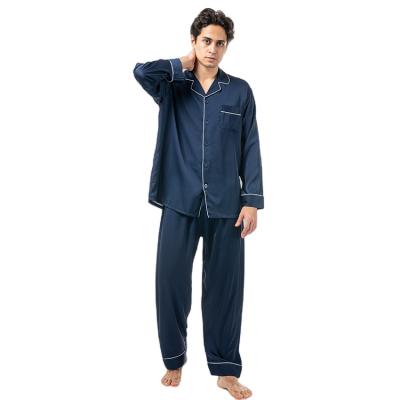 China QUICK DRY 100% Polyester Long Sleeve Satin Lounge Sleepwear Pajamas Home Clothes Mens Pajamas Set 2 Pieces Custom Mens Night Sleepwear for sale