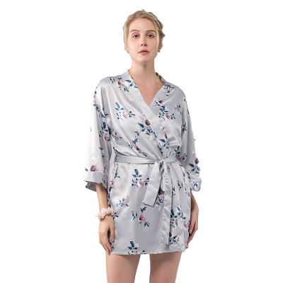 China QUICK DRY floral women long sheath floral kimono robe bridal robe for wedding party for sale