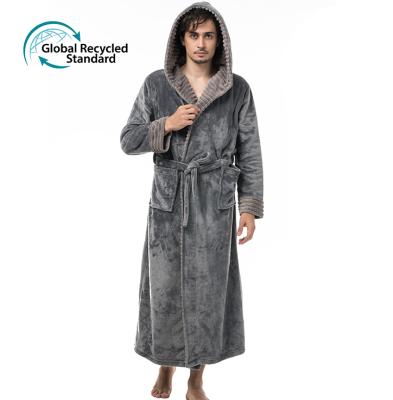 China Blue Dock QUICK DRY Oeko-Tex Recycled Thermal Spa Coral Fleece Gray Bathrobe Solid Home Use Bathrobes Men for sale