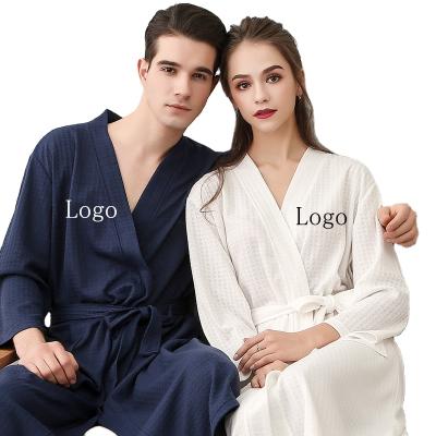 China Wholesale Custom Bathrobe QUICK DRY Logo Men Luxury Designer Wedding Sleep Hotel Spa Cotton Waffle Long Robes for sale