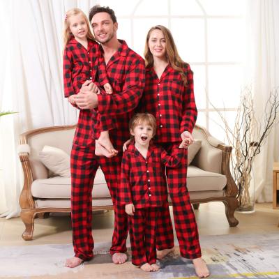 China Family Matching QUICK DRY Pajamas Sets Long Sleeve Christmas Plaid Pajamas Kids Christmas Pajamas With Socks Headband for sale