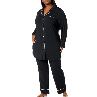 China Custom made 4XL QUICK DRY plus bamboo modal long women sleepwear set ladies plus size women sleepwear pajamas for sale