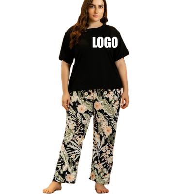 China QUICK DRY custom made labels mark hot USA size XXXXL plus women sleepwear 2 pieces set ladies plus size women sleepwear for sale