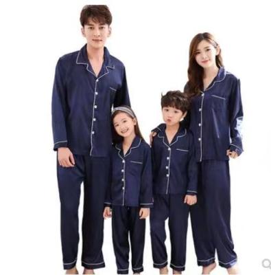 China 2021 custom made QUICK DRY 2 piece satin long sleeve matching men's women's silk family children's custom pajamas for sale