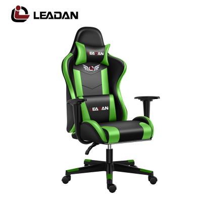 China Wholesale LEADAN Ergonomic PC Cloth Adjustable Floor Gaming Chair (Height) Green With Speakers Footrests Massgae Gamer Chair Gaming Leather Custom for sale