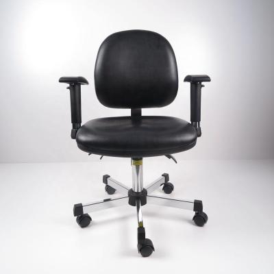 China (Height)Adjustable PU Leather Arm Recline ESD Chair With Plastic Cover On Seat And Back for sale