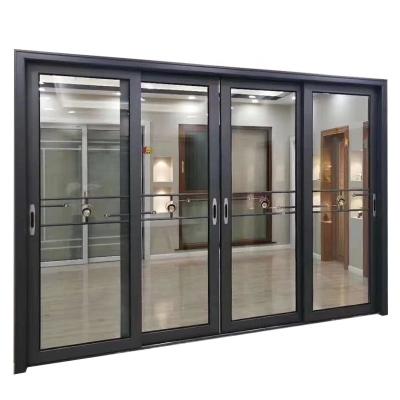 China Best selling waterproof TEMPERED GLASS DOUBLE DOOR DESIGNS 4 panel sliding door standard aluminum sliding door for hotel for sale