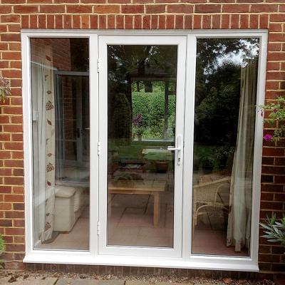 China Durable Narrow Frame 1.4mm White Shop Casement Front Glass Door Supplier for sale