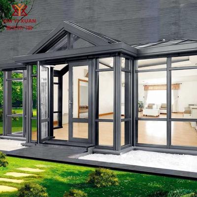 China Anti noise and excellent thermal break maker modern sunroom designs freestanding veranda roof winter garden sunroom for sale