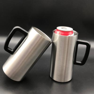 China 2022 Hot Business Style Custom 750ml 26OZ Insulated Beer Tumbler 304 Stainless Steel Vacuum Beer Mug With Handle Can Cooler for sale