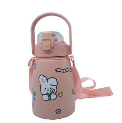 China Customized PORTABLE Color 1.0L Vacuum Insulated Kids Water Bottle Cute Cartoon Kettles Large Capacity For Kids for sale