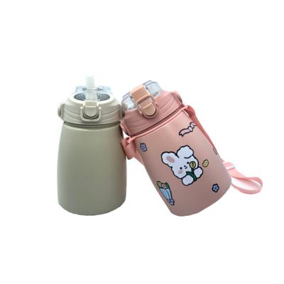 China Customized Sustainable 1.0L Stainless Steel Kids Water Bottle With Straw Large Capacity Vacuum Insulated Kids Kettles for sale