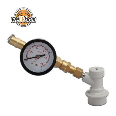 China Sustainable 0-15 PSI Pressure Relief Valve Brewing Adjustable Relief Valve with Gauge and Wire Gas Ball Lock for Beer Brew Keg for sale