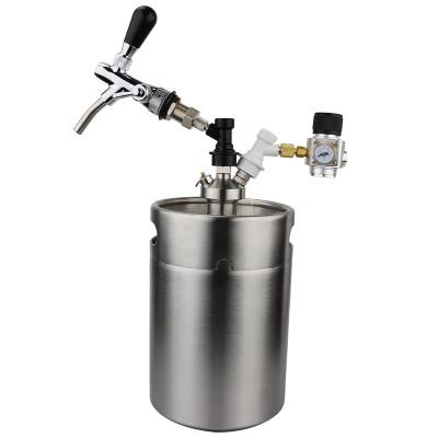 China Beer 170 Ounce 5L Mini Keg Pressurized Growler For Craft Dispenser System Adjustable Draft Beer Tap With Mini CO2 Regulator Kit for sale