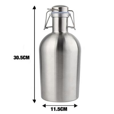 China Sustainable Beer Keg Shaker Single Wall Stainless Steel Vacuum Insulated 1L/2L Beer Shaker With Swing Top Cap for sale