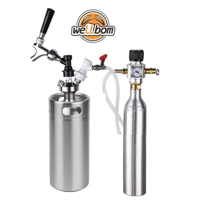 China Work With Compressed Air Mini Growler 10L Stainless Steel Beer Keg Pressurized Keg With CO2 Charger Soda Bottle for sale