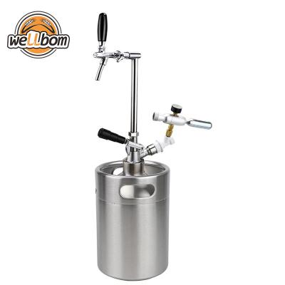 China Hombrew Beer Dispenser Mini Keg Stainless Steel Kit 5L Beer Keg with D System Coupler for sale